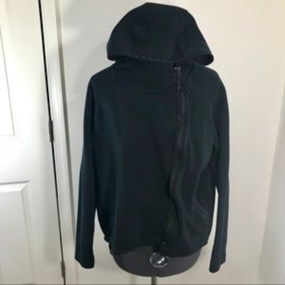 NIKE TECH Black Asymmetrical Zip Hoodie Size Medium - Picture 3 of 7
